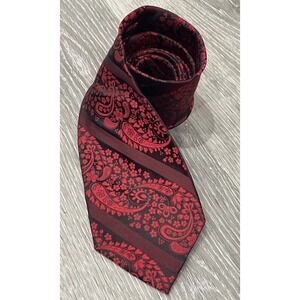 BACHRACH Men's 100% Silk Necktie Designer‎ PAISLEY Red/Black/Burgundy